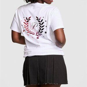 VS PINK WHITE CAMPUS SHORT SLEEVE TEE RED/BLUE STARS SHINE LOGO IN XL & XXL